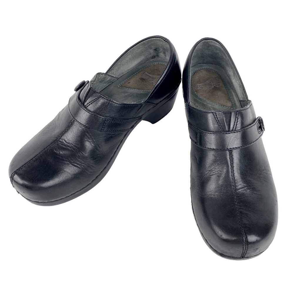 Dansko Leather Clogs Women's 39 Soltice Black 8.5 Slip on Professional Comfort